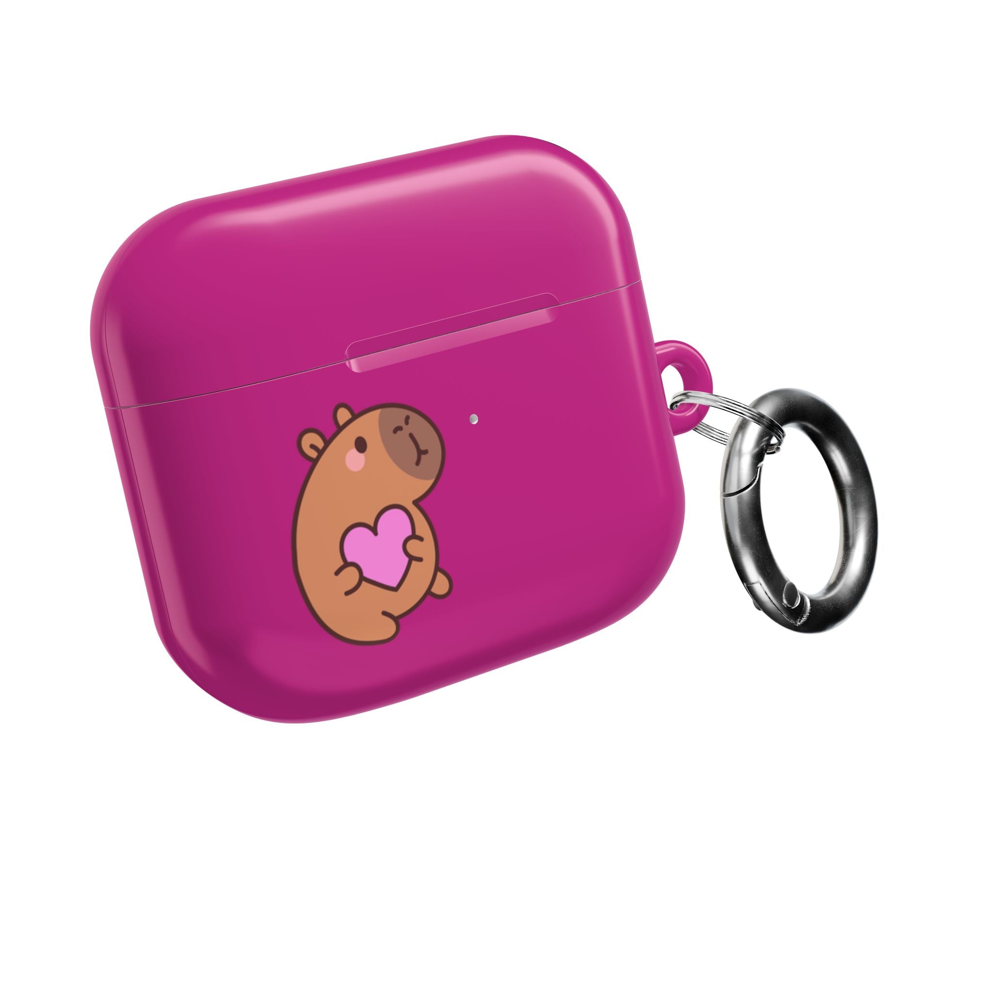 Pink Cute Capybara Heart AirPods Case