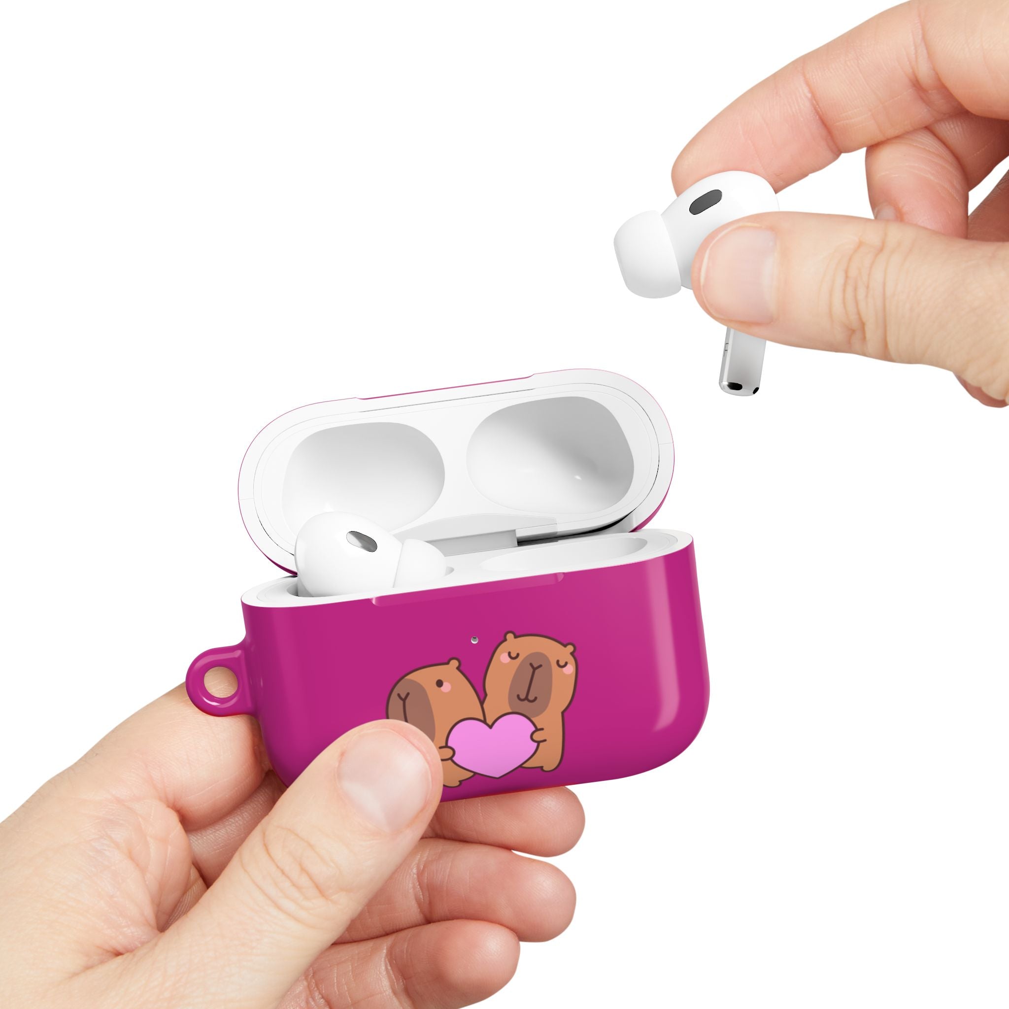 Cute Valentines Love Capybaras & Heart Envelope Protective AirPods Case