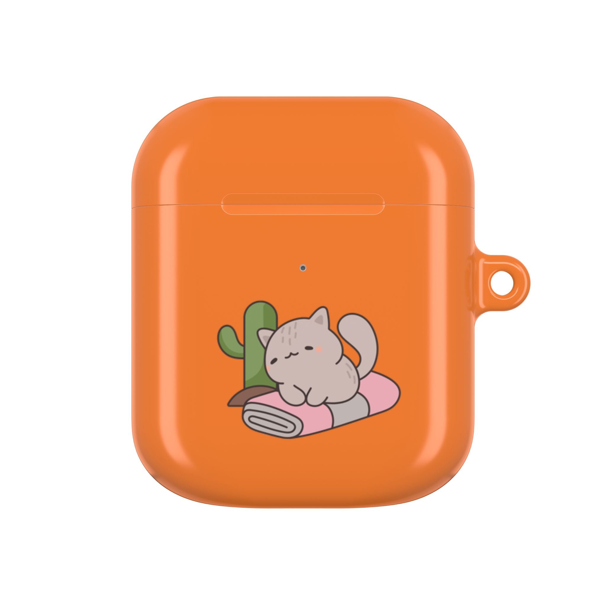Cute Cat & Fish AirPod Case - Orange Protective Earbud Cover