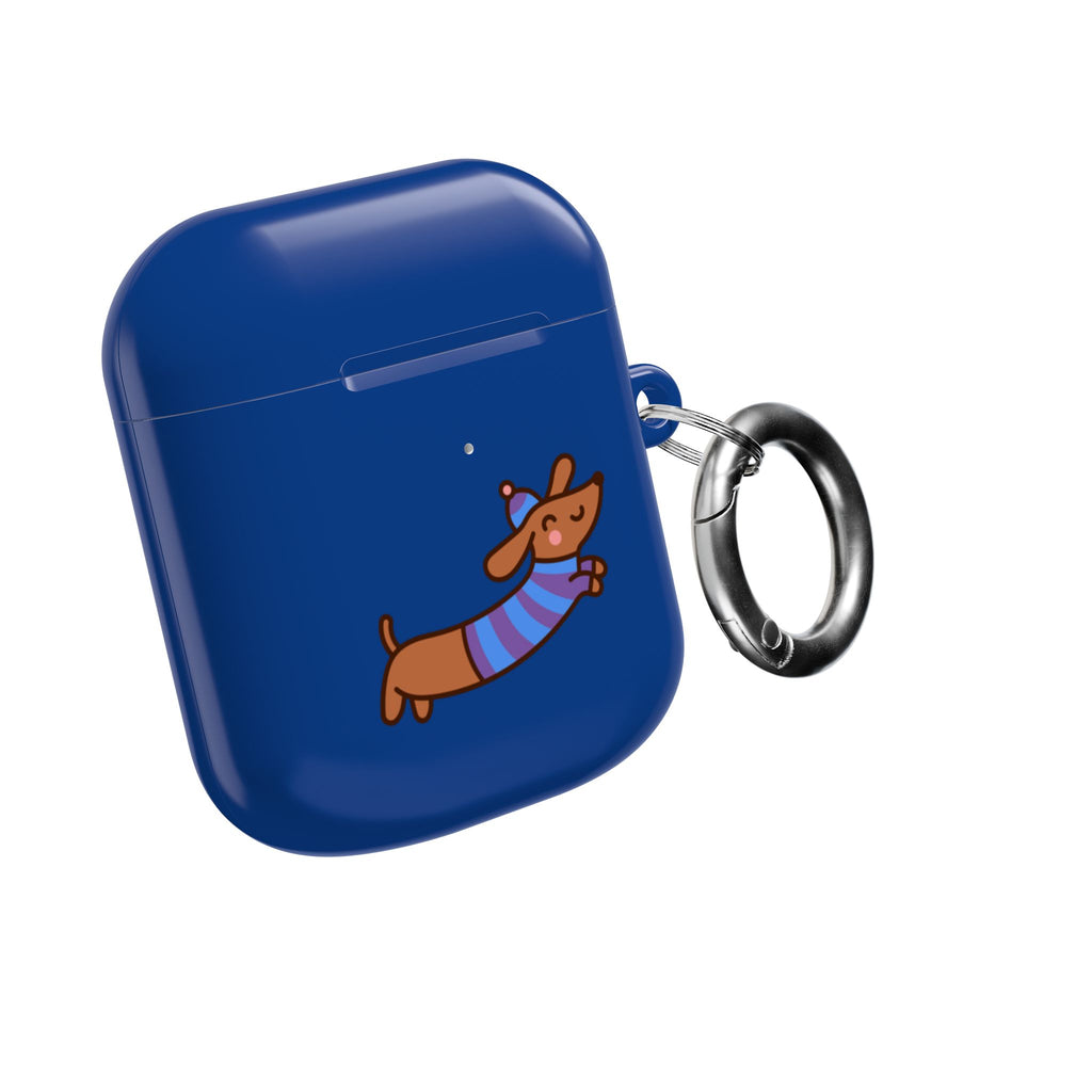 Dachshund & Butterflies Blue Protective AirPods Case