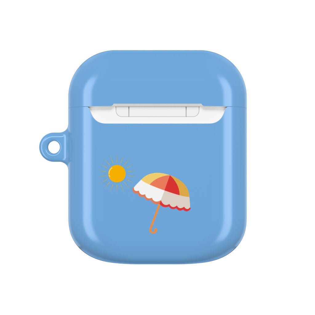 Cute Cat Beach AirPod Case with Beach Ball & Umbrella