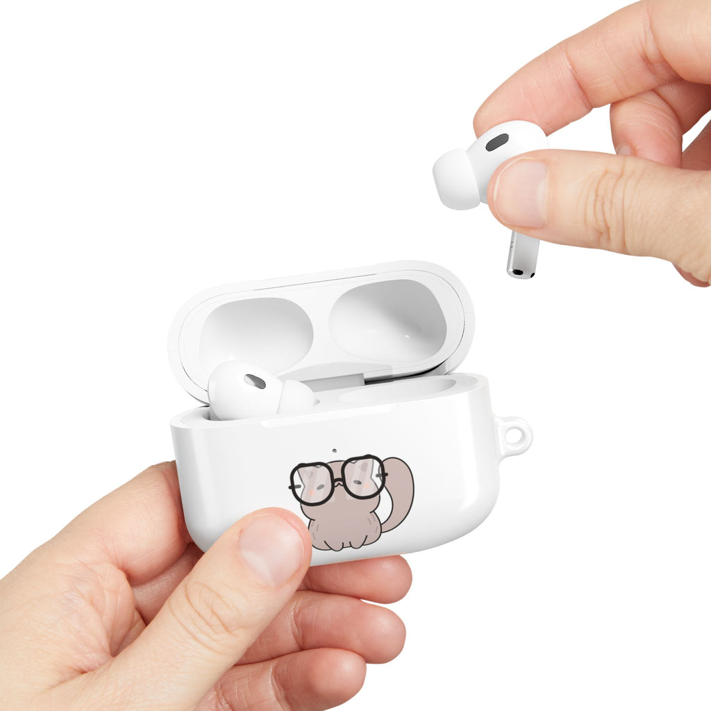 Cute Cat & Fish AirPod Case - Protective Cover with Nerdy Glasses Cat Design