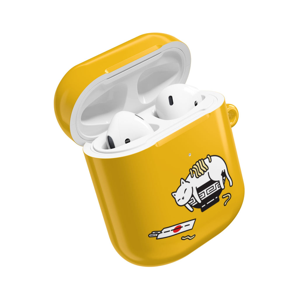 Japanese Cat & Chopsticks Yellow AirPods Case