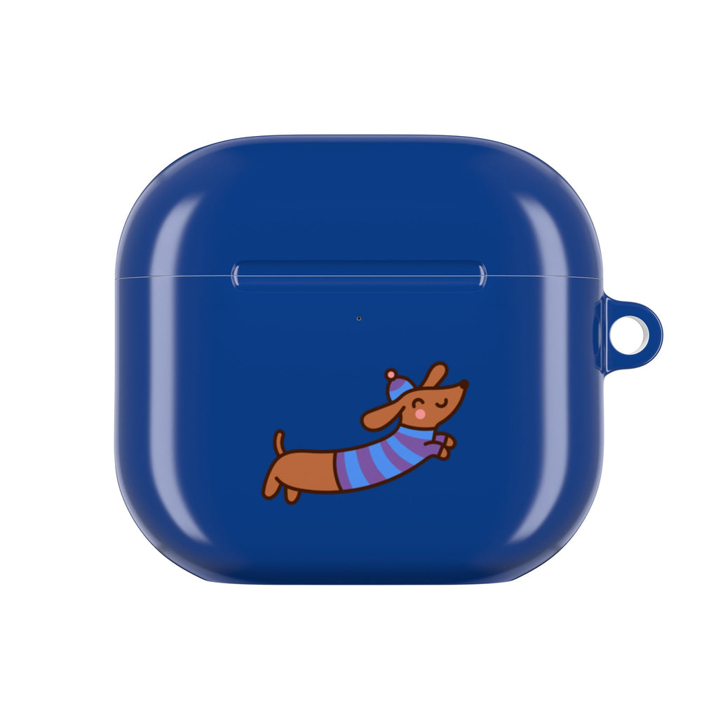 Dachshund & Butterflies Blue Protective AirPods Case
