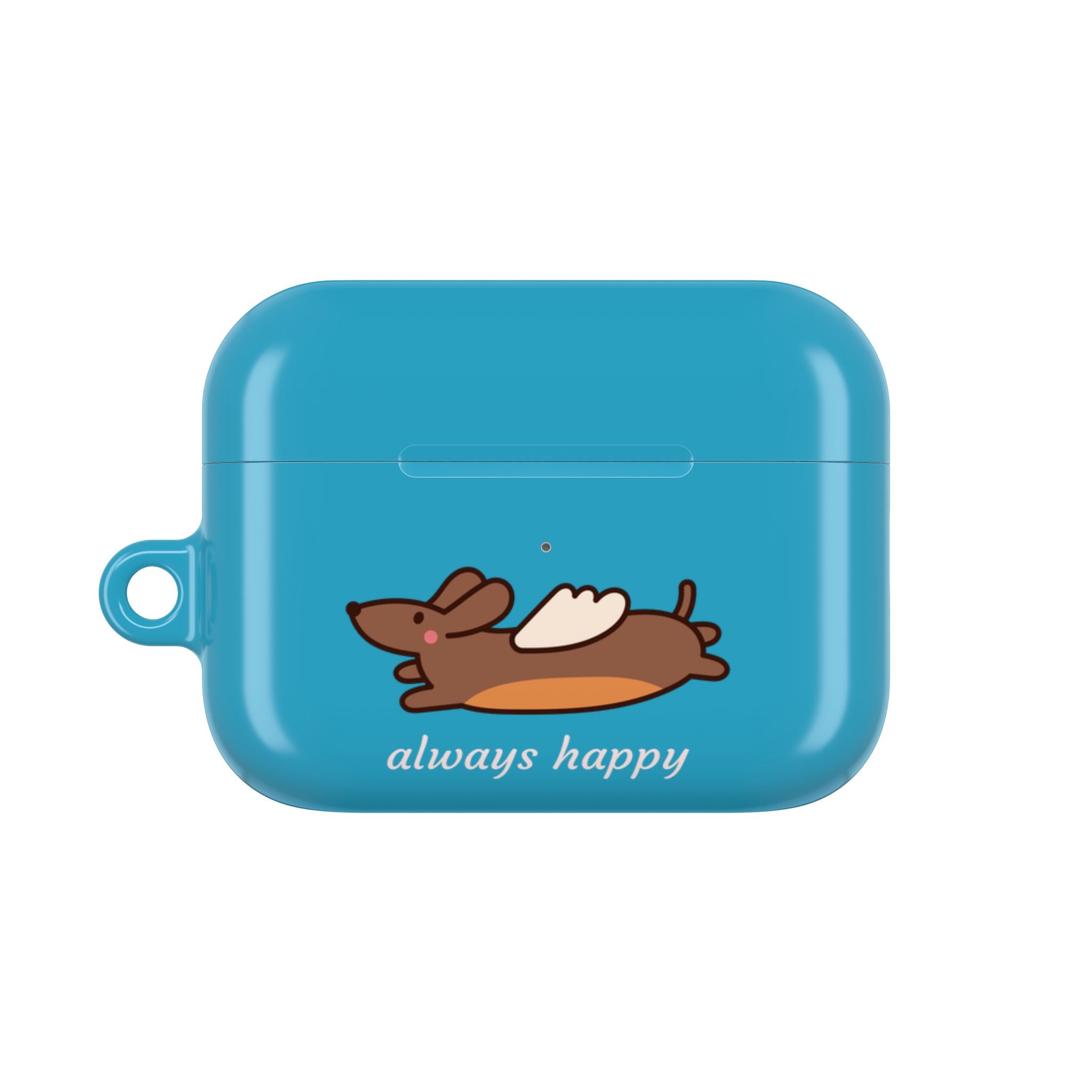 AirPod Case - Cute Flying Dachshund & Doves "always happy" Protective Case Cover