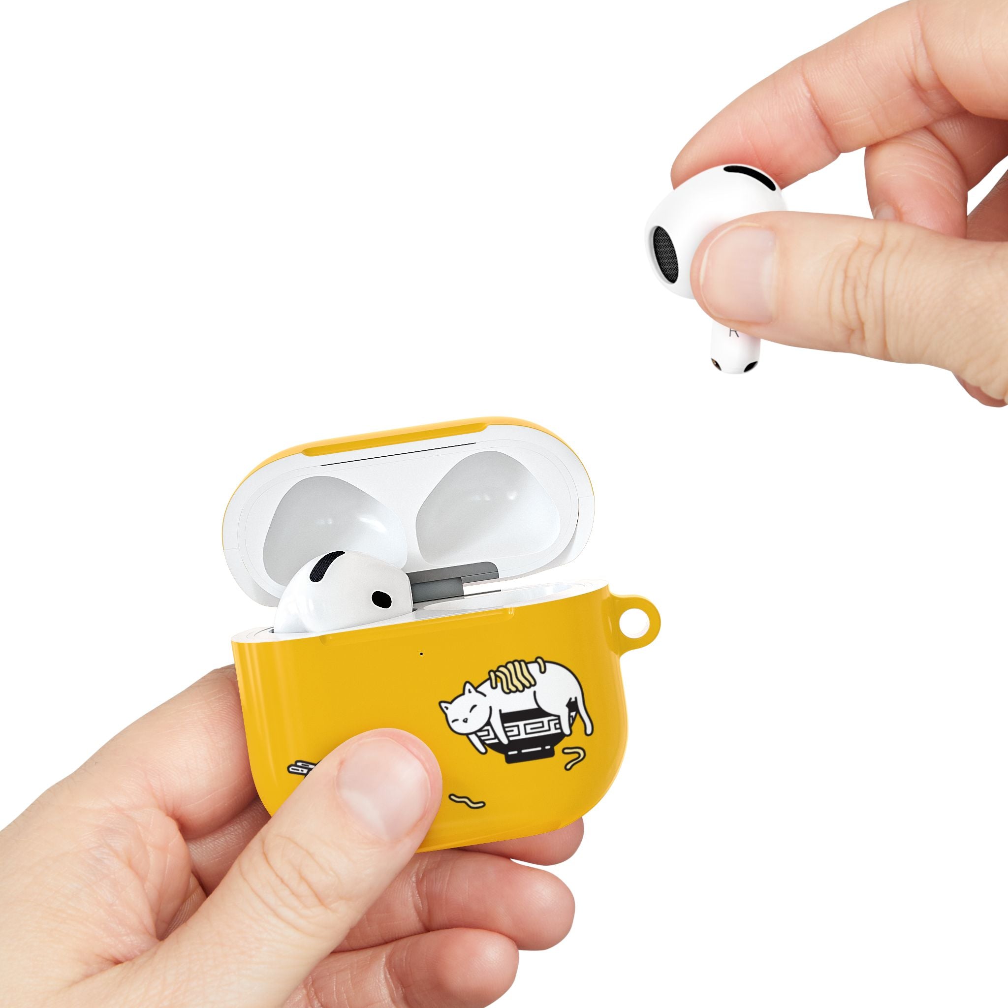 Japanese Cat & Chopsticks Yellow AirPods Case