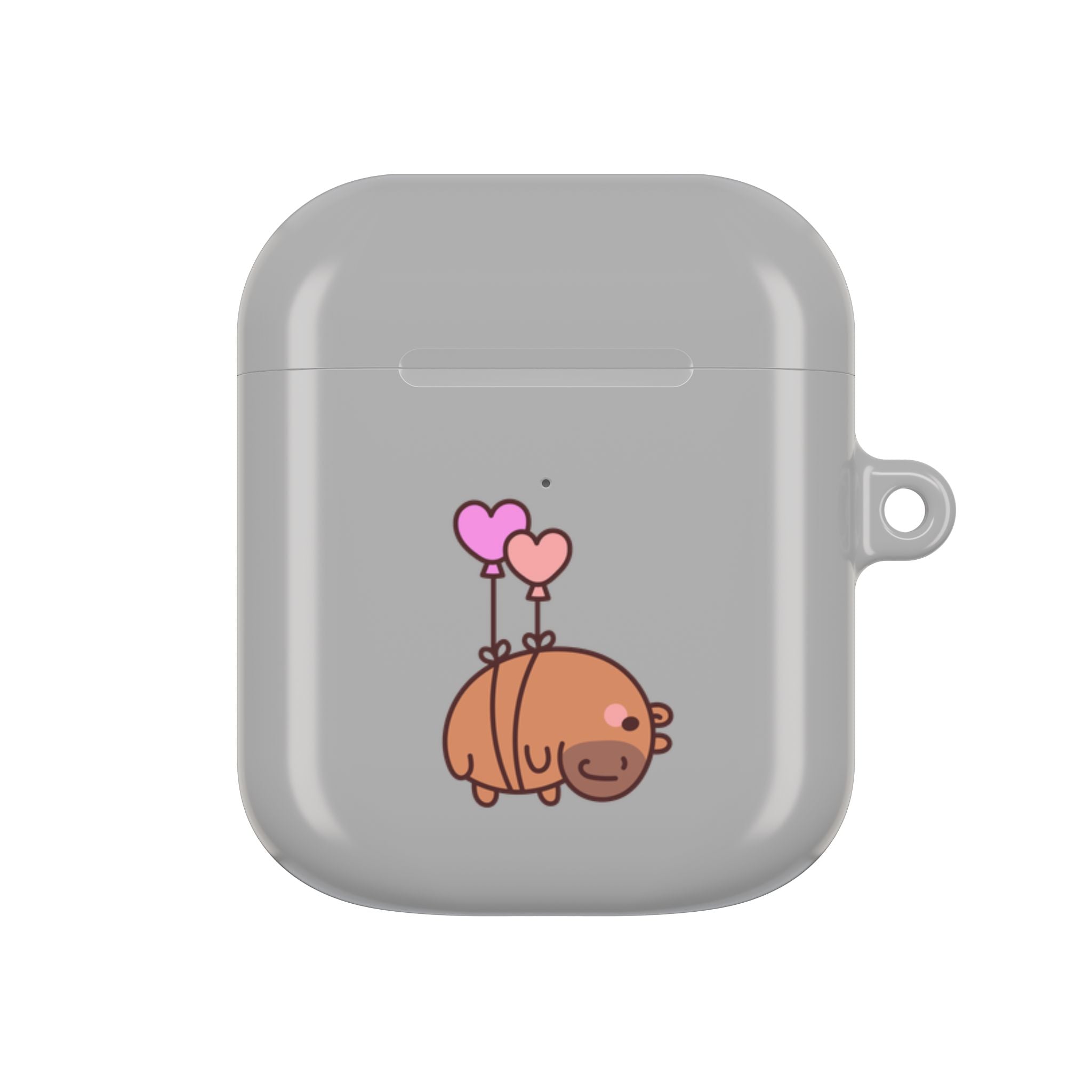 Cute  Capybara and Heart Balloon AirPod Case