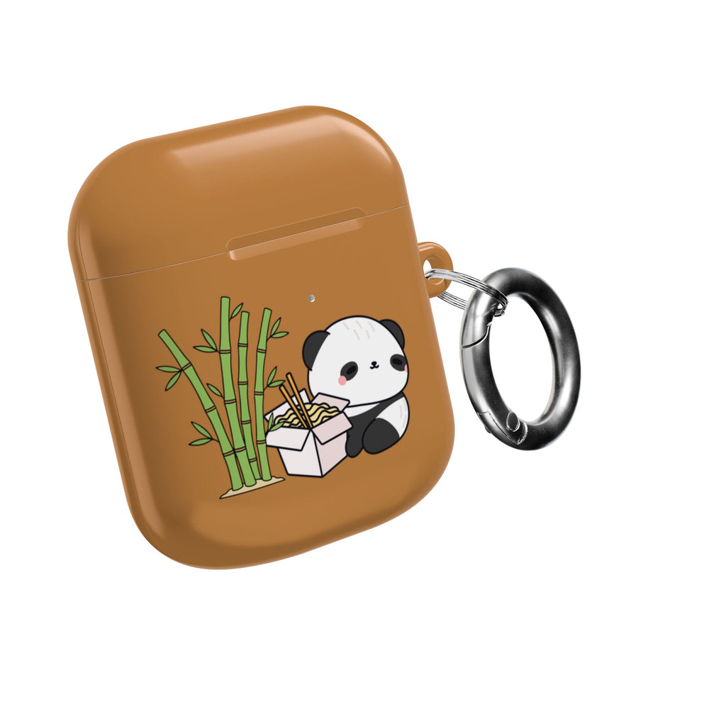 Cute Panda & Noodles AirPod Case Brown Protective Case
