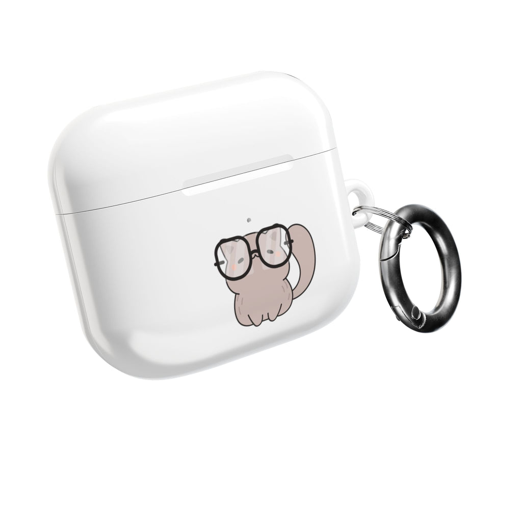 Cute Cat & Fish AirPod Case - Protective Cover with Nerdy Glasses Cat Design