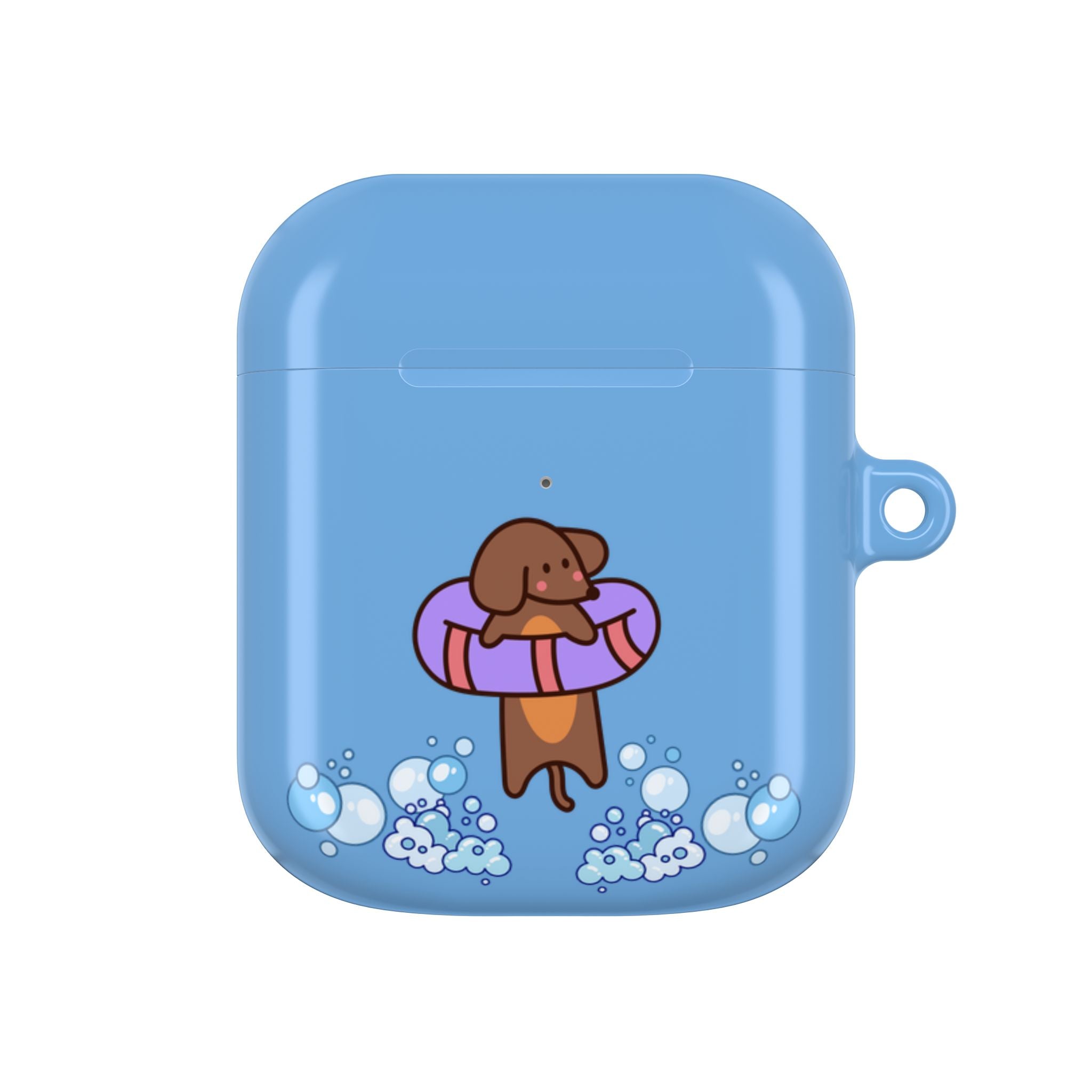 Cute Dachshund Dog & Crab Summer AirPod Case - Blue Beach Swim Float Design