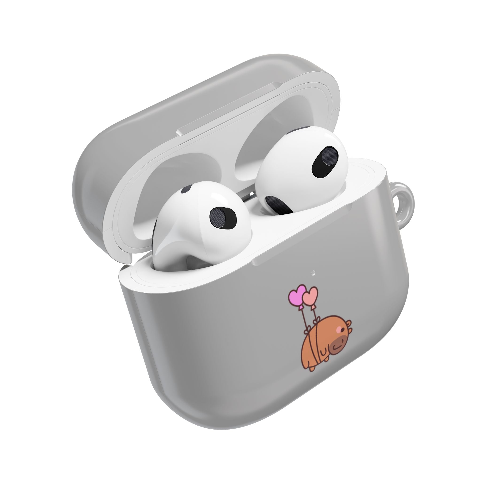 Cute  Capybara and Heart Balloon AirPod Case