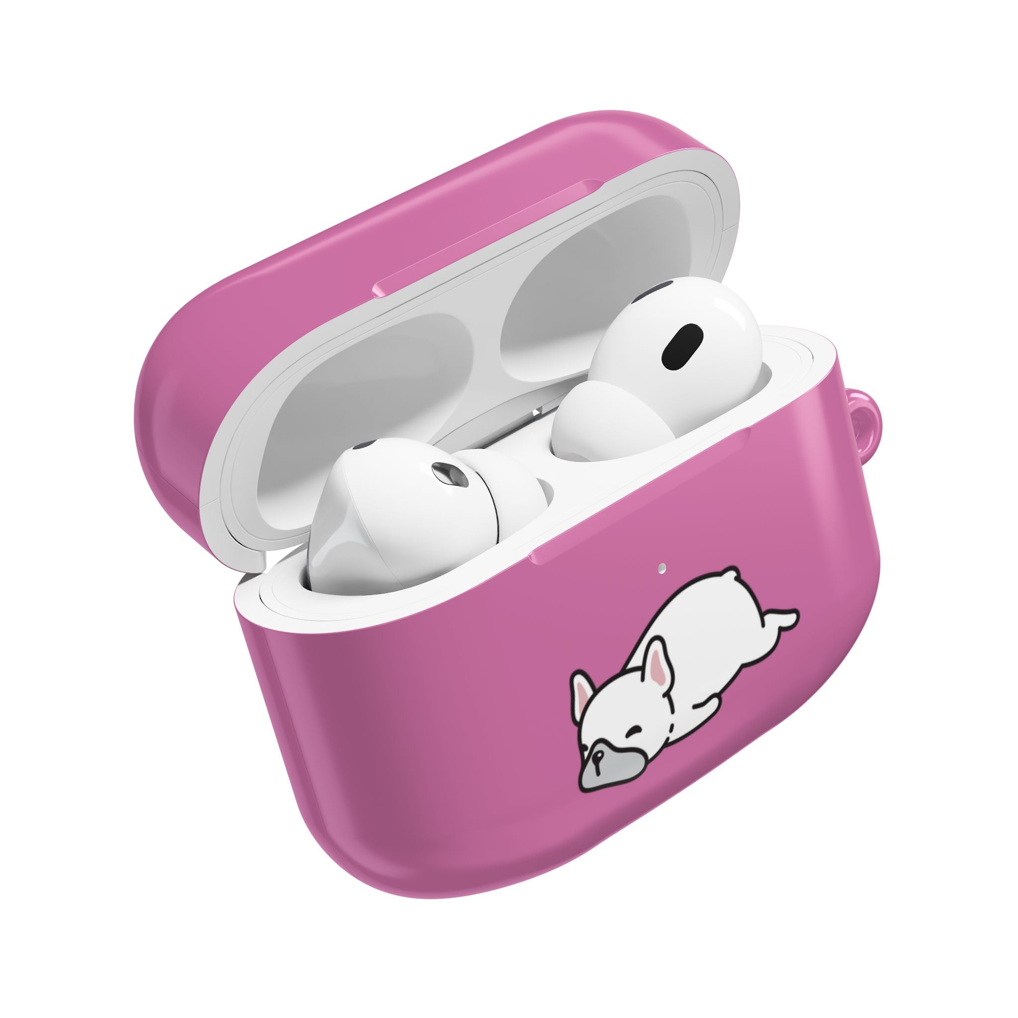 Pink AirPods Case with a Snoozing Bulldog