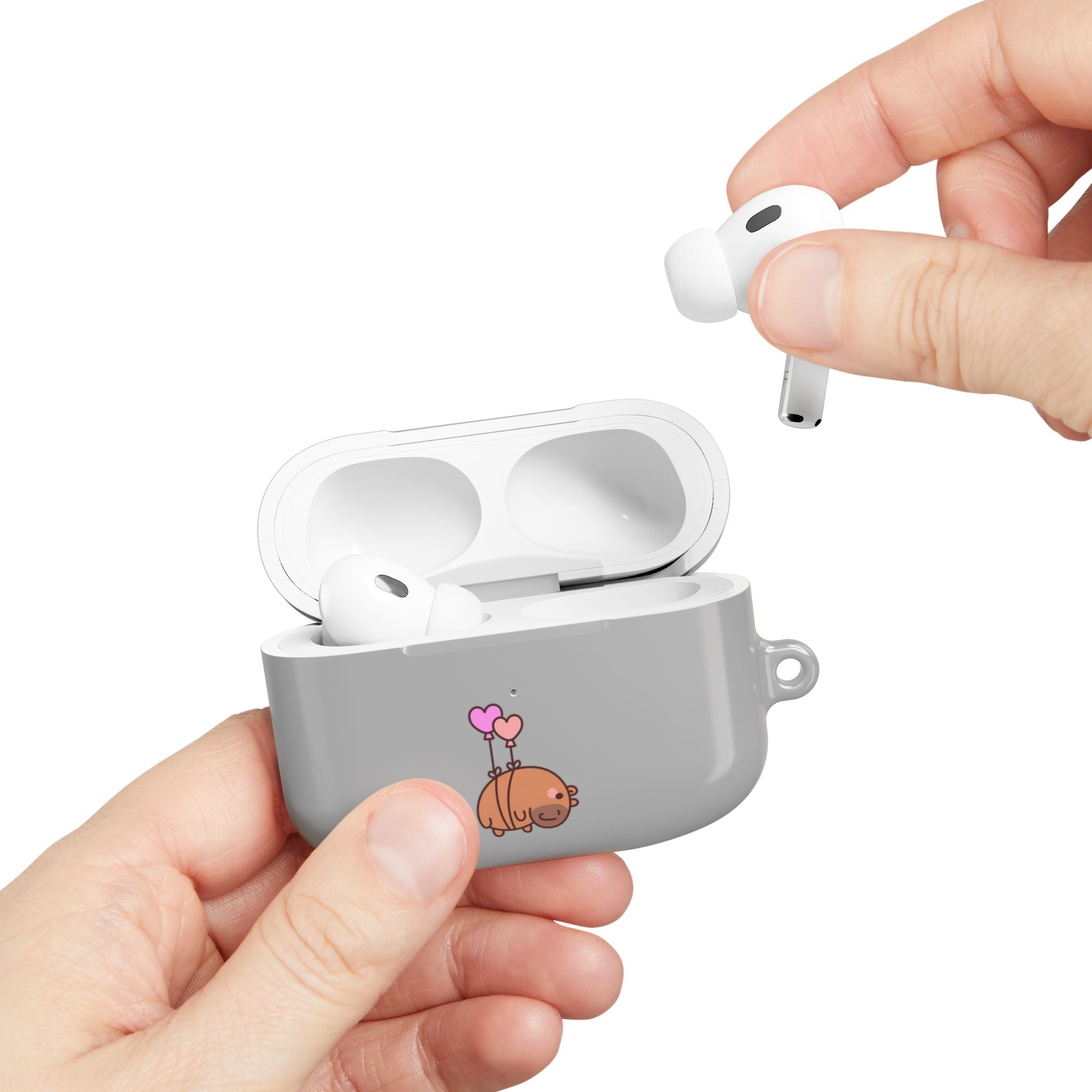 Cute  Capybara and Heart Balloon AirPod Case