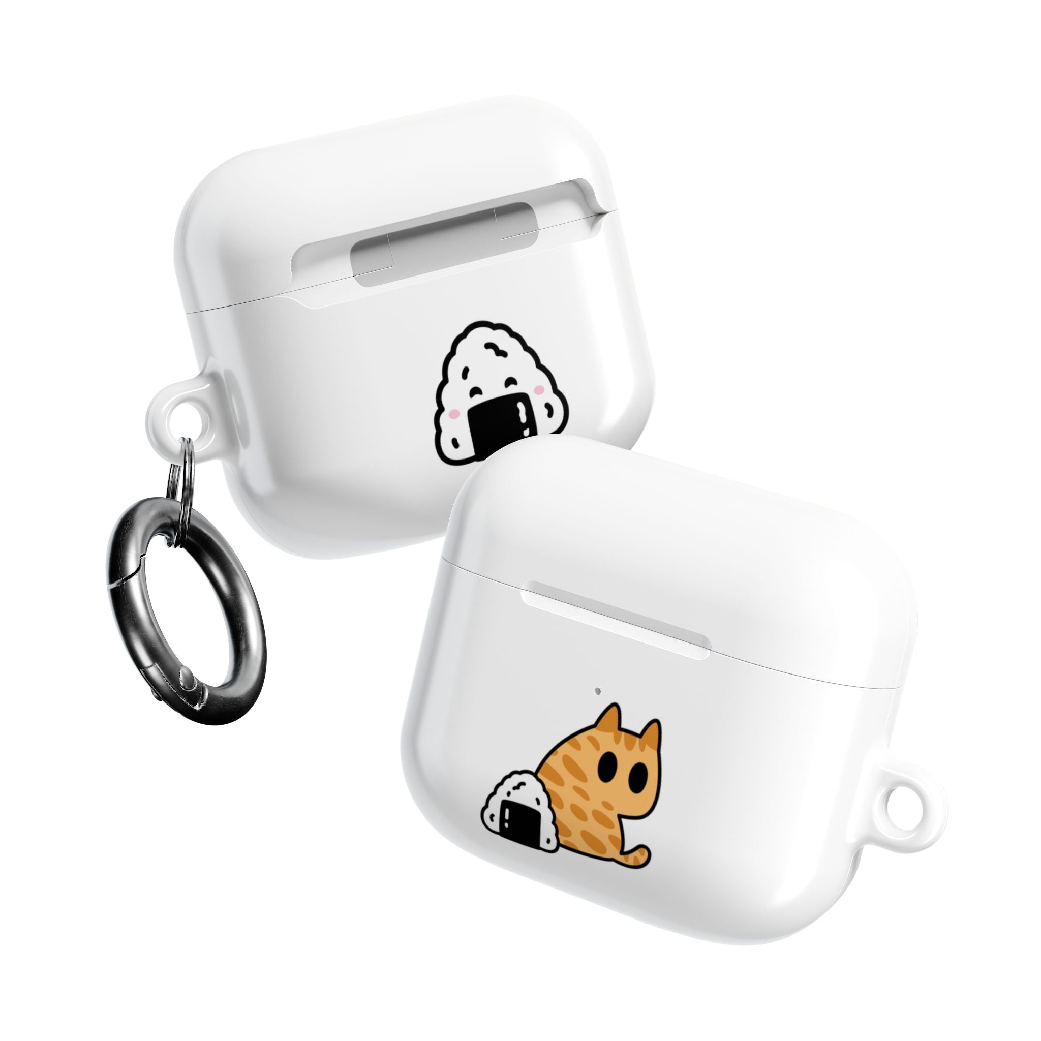 Japanese Cat & Onigiri White AirPod Case