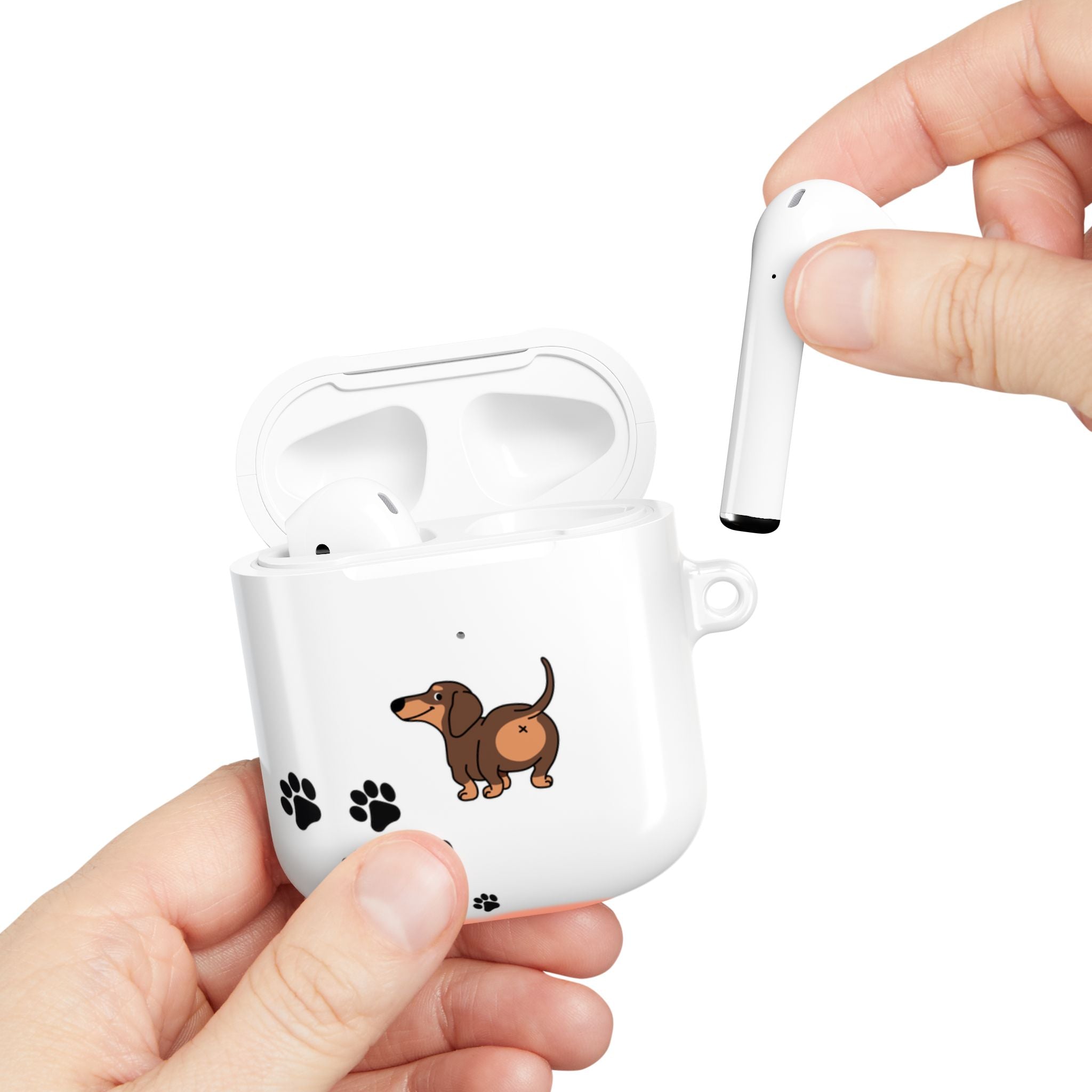 Staring Dachshund White AirPods or AirPods Pro Case