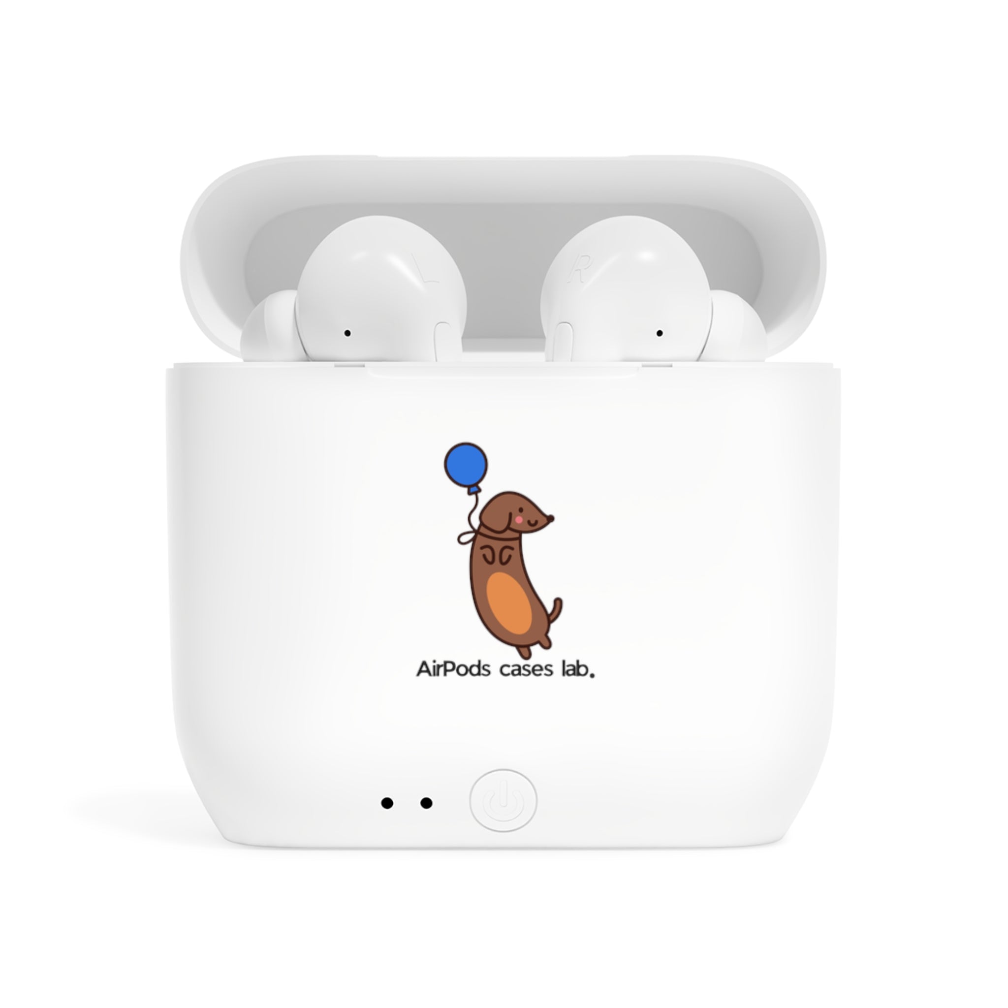 Dachshund and Balloon White Earbuds