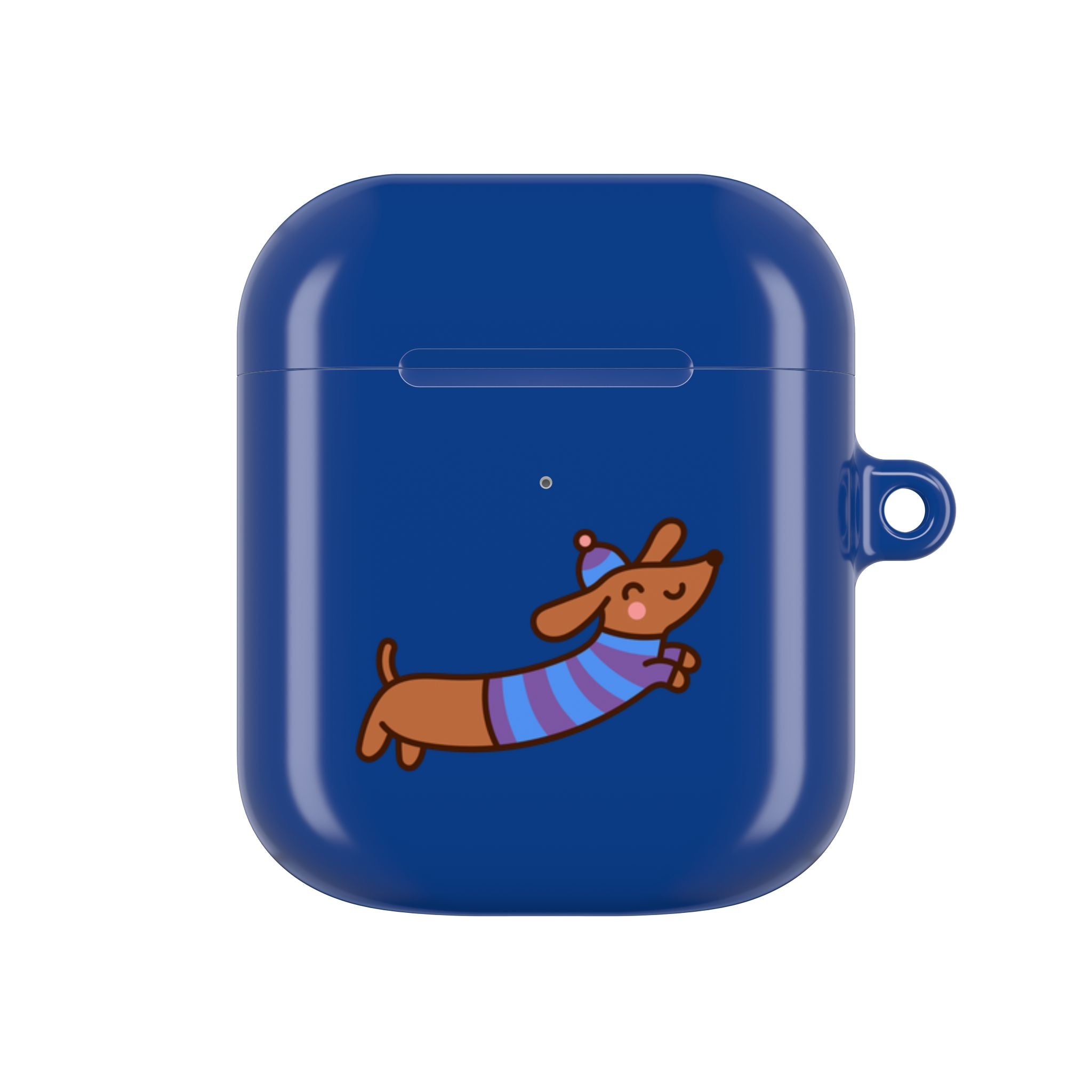 Dachshund & Butterflies Blue Protective AirPods Case