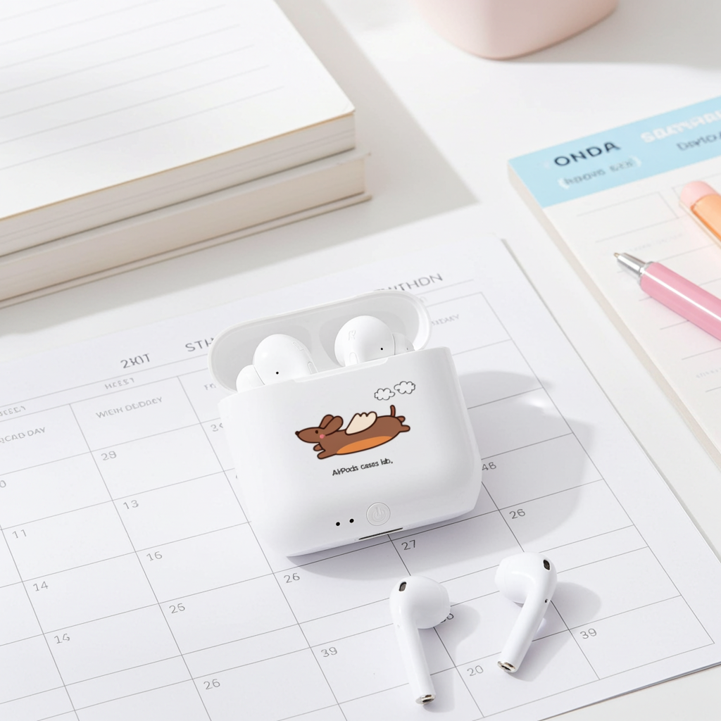 Dachshund Flying White Earbuds